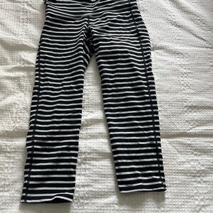 Athleta Black and White Striped Leggings